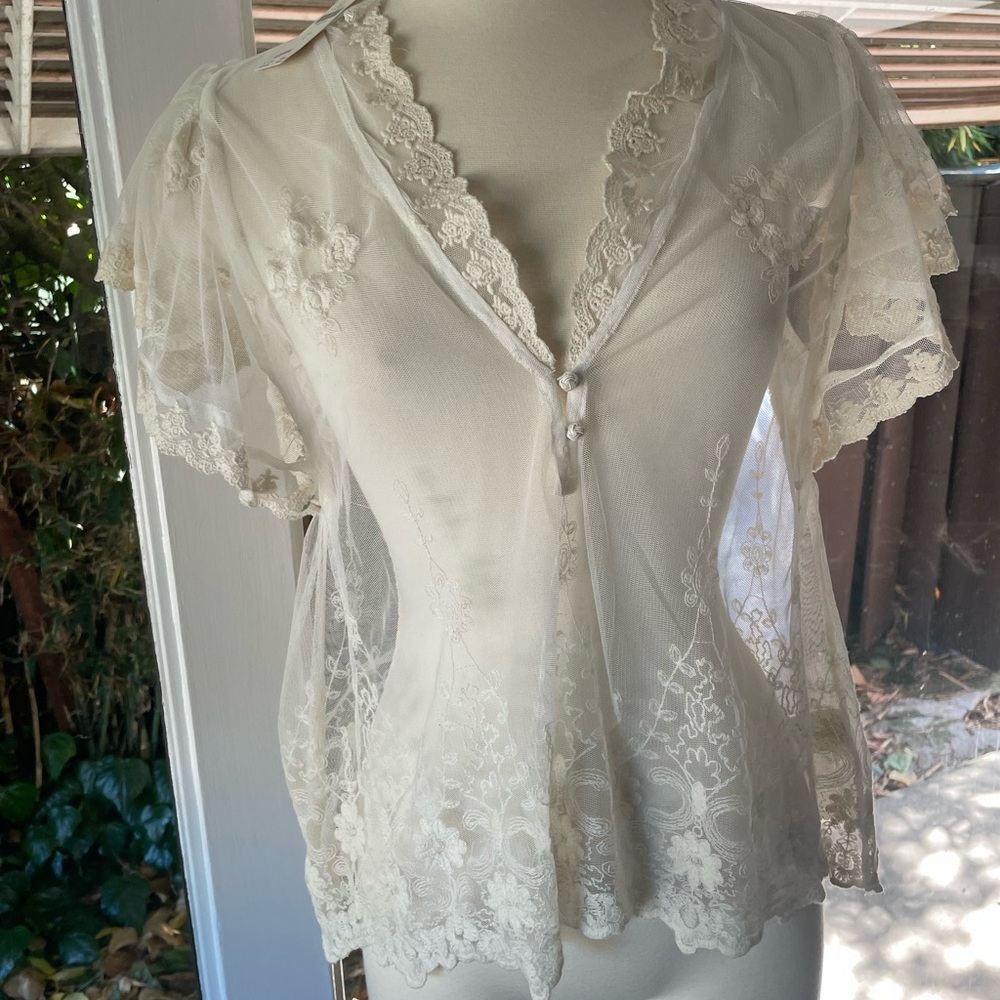 Anthropologie Cream Lace Top